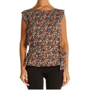 MAEVE By Anthropologie Floral Waist Tie Wrap Top blouse Size Large